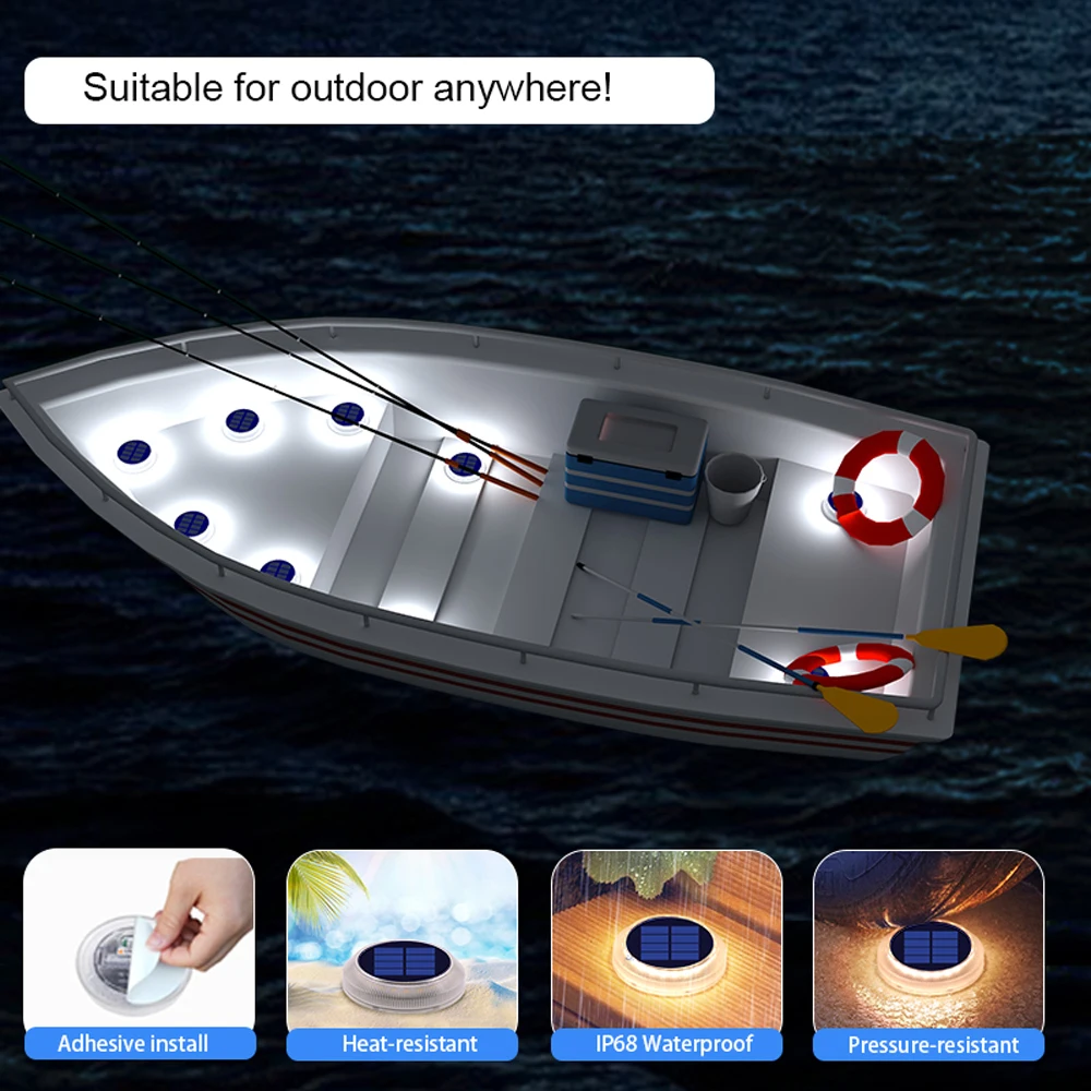 Solar LED Outdoor Deck Lights IP68 Waterproof Garden Step Lighting Auto On/Off Stairs Patio Pathway Yard Fence Wall Lamp