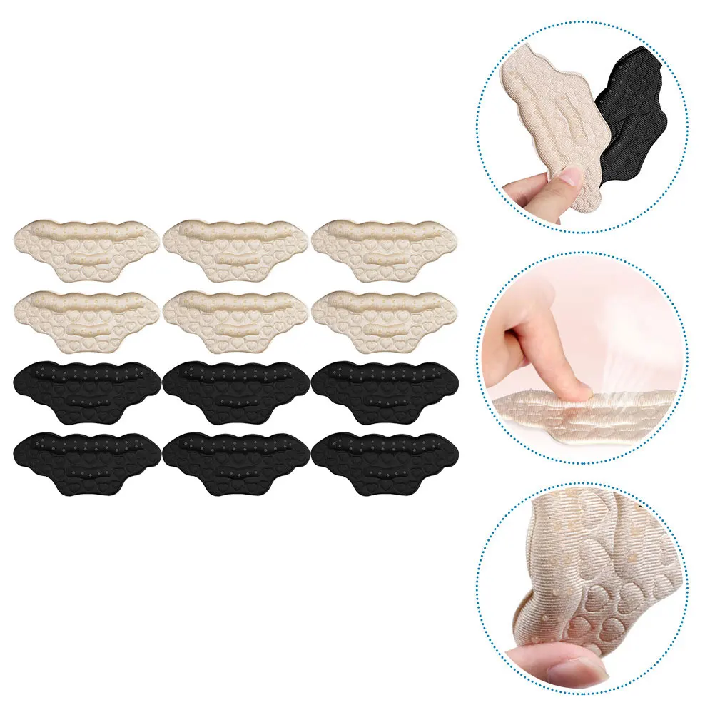 

12pcs 6 Pairs Anti-slip Pads Lightweight Breathable Wear-resistant Heel Grips Non-slip Back Liners for Women Shoes Heel Inserts