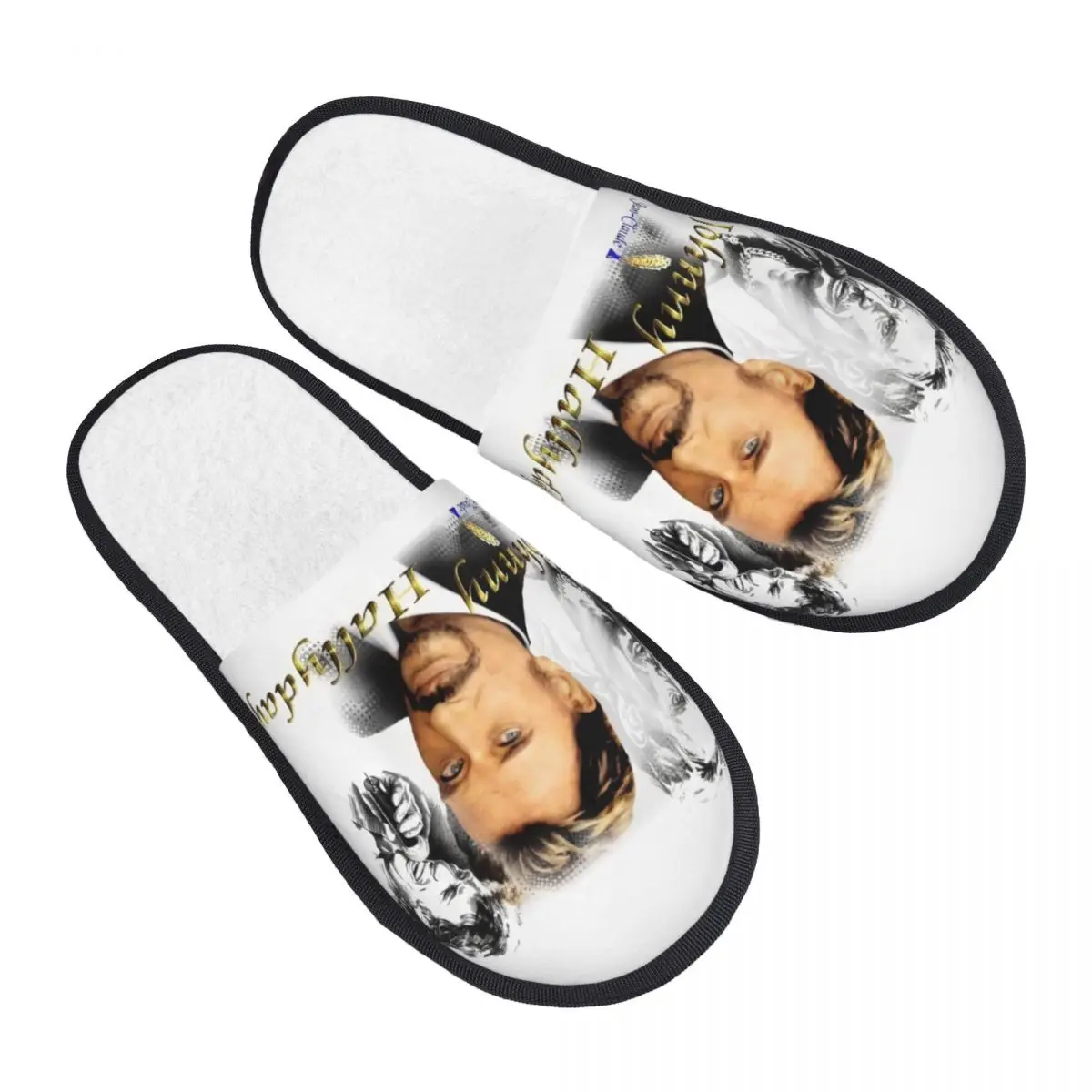 Rock Johnny Hallyday Guest Slippers for Hotel Women Custom Print French Singer House Slipper