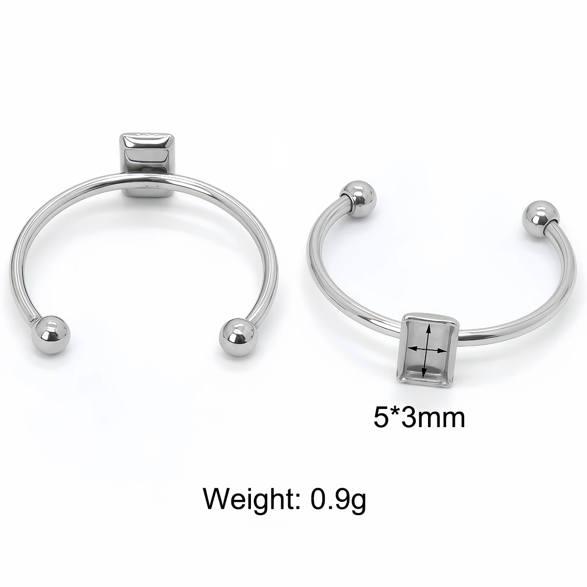 3/10 Stück Edelstahl Verstellbare Ringfassungen, Leere Basis, Verschiedene Formen, Cabochon-Knopf-Fassungen für DIY-Schmuckherstellung – Detail 5