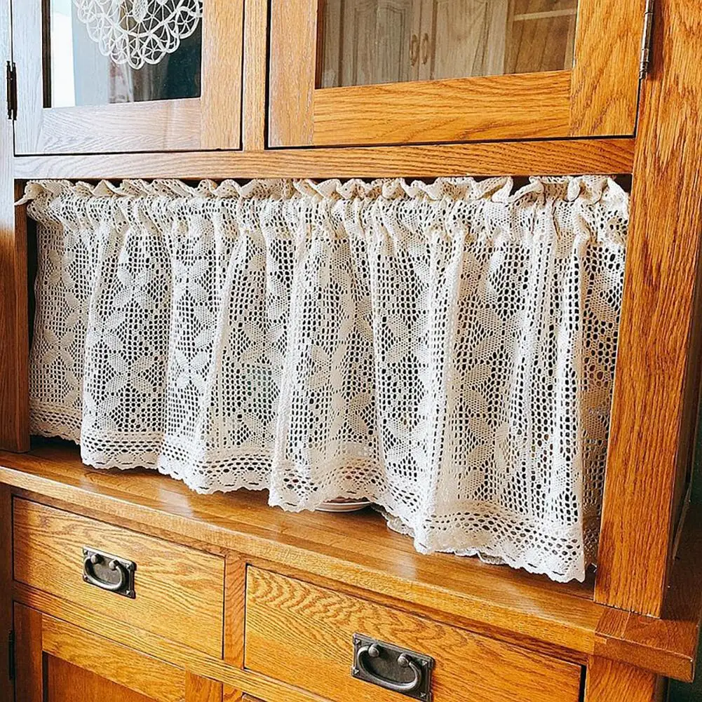 

Dust-proof Door Curtain Lace Door Curtain Vintage Lace Sheer Kitchen Curtain Set Farmhouse Boho Dining Room Window Treatment