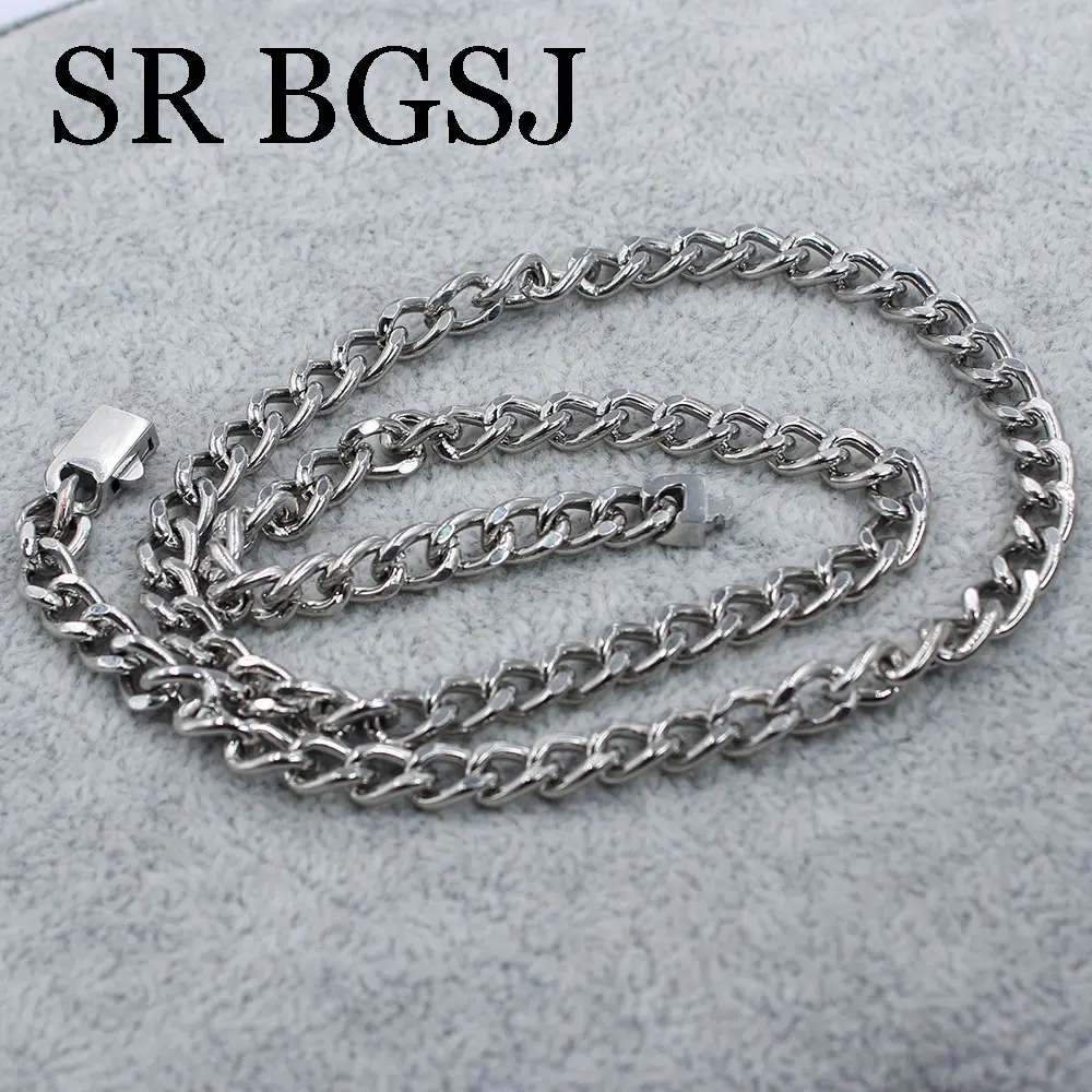 7x9mm Punk Twist New Fashion Jewelry for Men Gold Plated Stainless Steel Cuban Chain Necklace 20