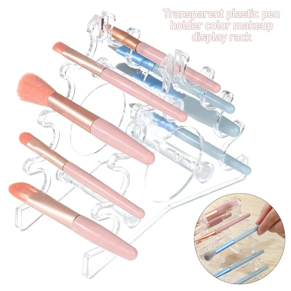 1PC 6/12 Slots Acrylic Pen Holder Display Stand Clear Makeup Brush Rack Organizer Holder Nail Brush Eyebrow Pen Rack Display