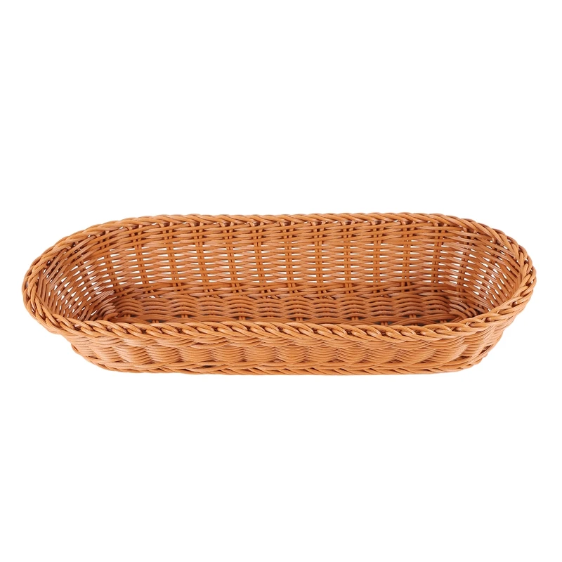 Oval Wicker Woven Basket Bread Basket Serving Basket, 14Inch Storage Basket For Food Fruit Cosmetic Storage Tabletop And Bathroo