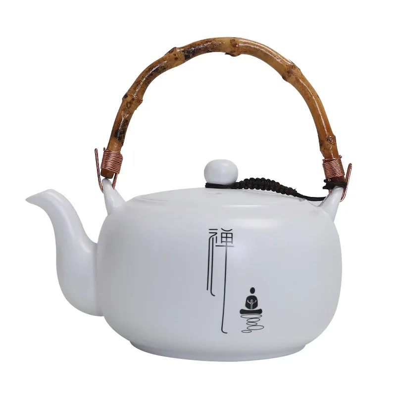 680ml Large Capacity Ceramic Teapot Zen Beam Pot Home Beauty Tea Set White Porcelain Tea Infuser Traditional Tea Accessories