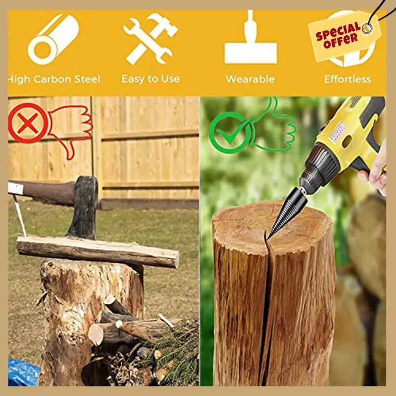 

Firewood Splitter Simple Wood Splitter Removable Drill Bit Heavy-Duty Electric Drill Screwdriver Firewood Splitter Bit