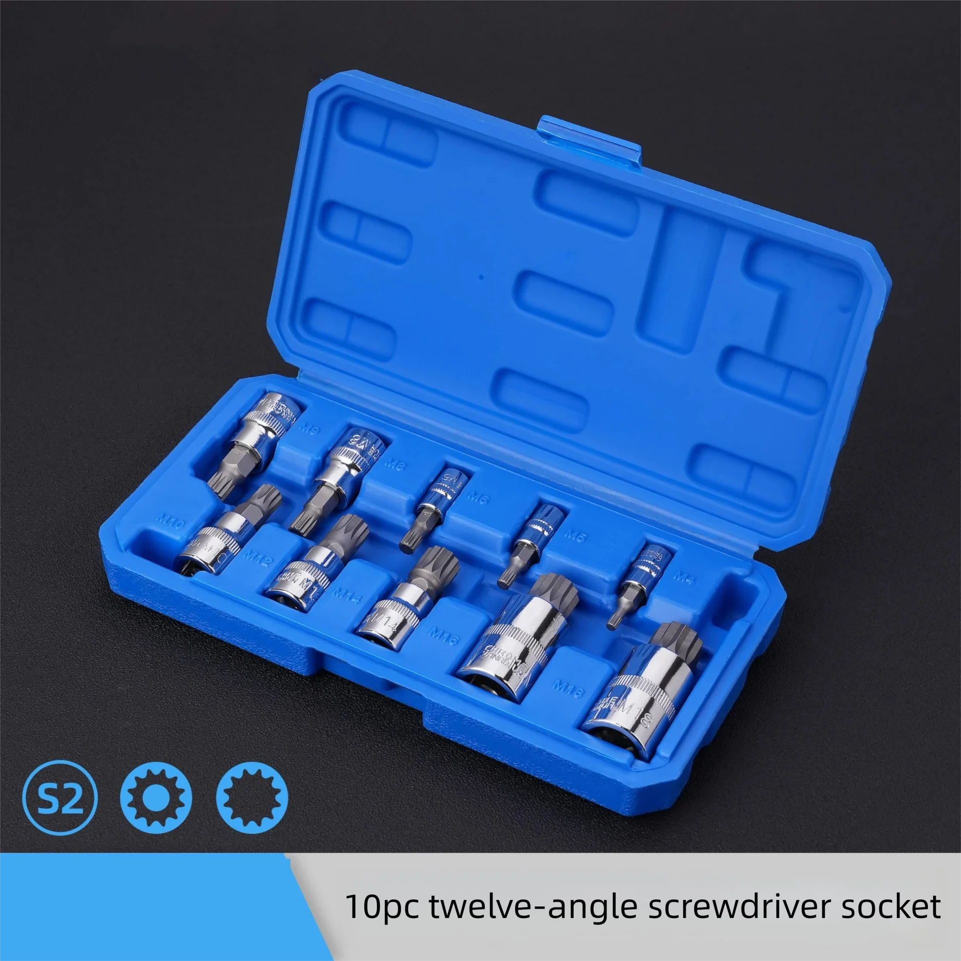 

10PCS M-Series Hexagon Socket 12-Point Torx Bit Set Complete Hand Tool Kit
