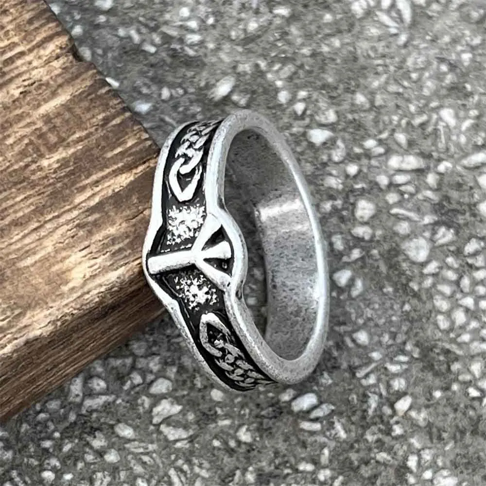 1 piezas de mitología nórdica vikinga, runas Vintage, anillos de Rock Unisex, anillo de dedo, joyería Punk, regalo