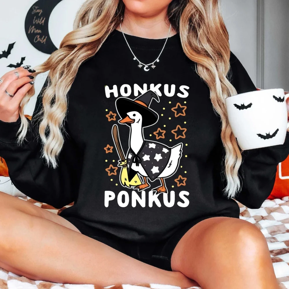 Honkus Ponkus هالوين الساحرة بو شبح بلوزات ريترو خمر هالوين البلوز مخيف المشاعر الراحة أعلى يرتدي للخريف #2