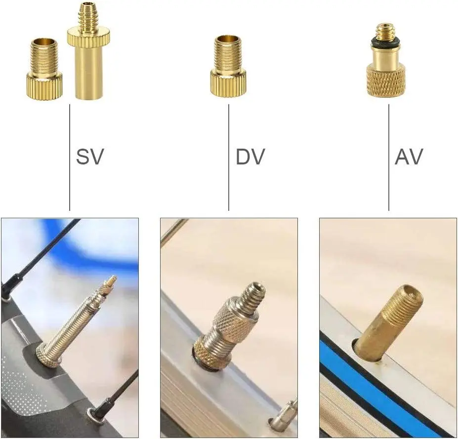 Fahrrad-Luftventil-Adapter-Set Fahrradventil-Set SV AV DV Fahrradpumpe – Detail 13