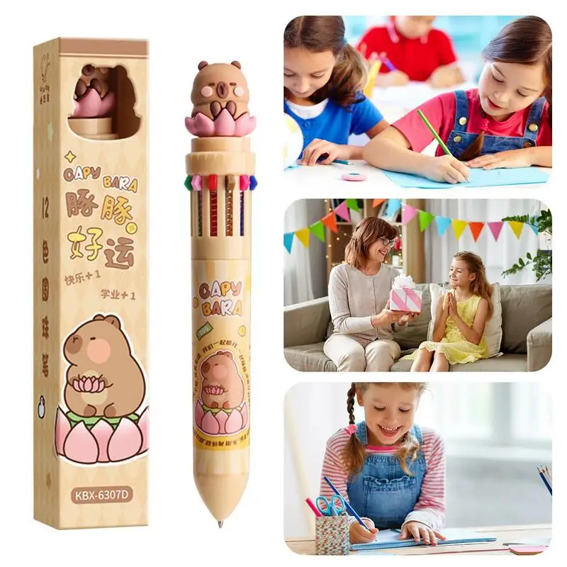 การ์ตูน Capybara 12 สีปากกาลูกลื่น 0.7 มม.หมึกเจลปากกาอุปกรณ์สํานักงานโรงเรียนเครื่องเขียนปากกาหลากสี