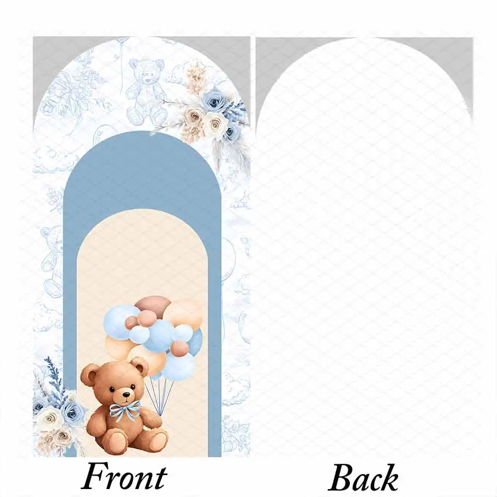 Elastic Arch Bear Cover U Shape Party Backdrop Photography Baby Shower Kids Birthday Background Customize Name Photo Banner