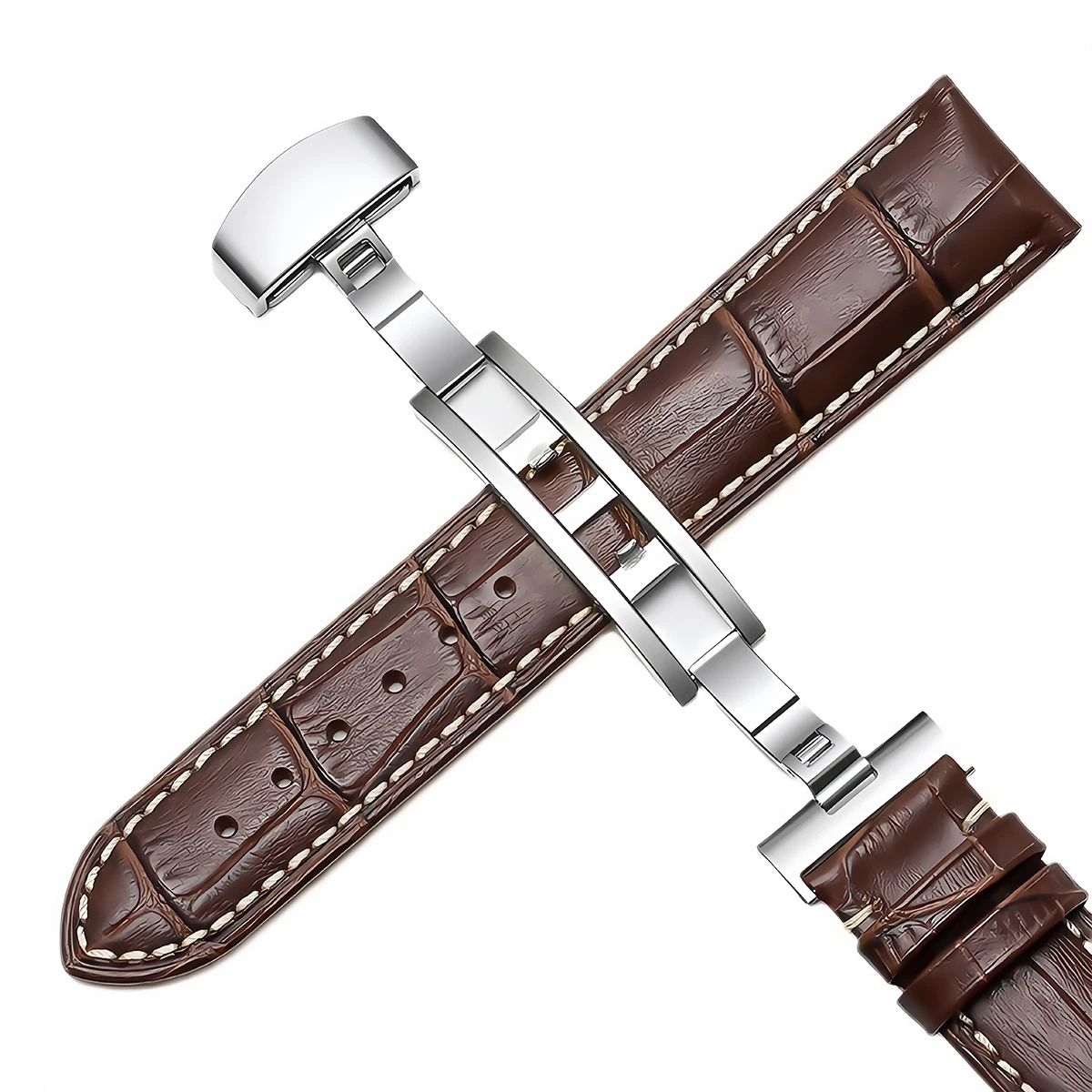 Edelstahl-Uhrenverschluss, faltbares Uhrenarmband, Schmetterlingsverschlüsse, Armbandverschluss 10-24mm für Leder- und Silikon-Uhrenarmbänder Zubehör – Detail 6