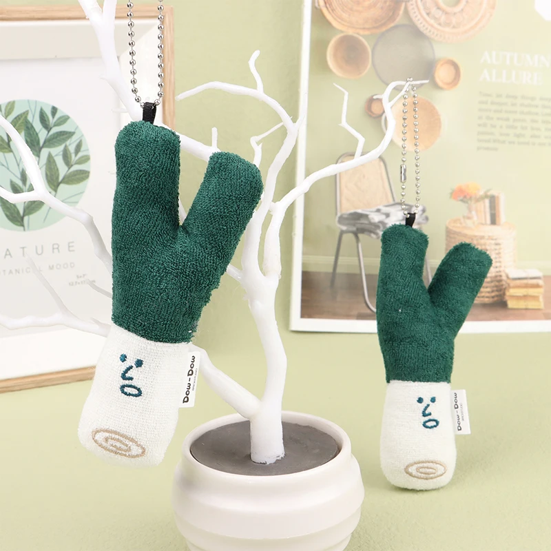 Cipolle verdi peluche cartone animato ciondolo vegetale morbido farcito bambola portachiavi zaino borsa auto portachiavi Decor regalo per bambini