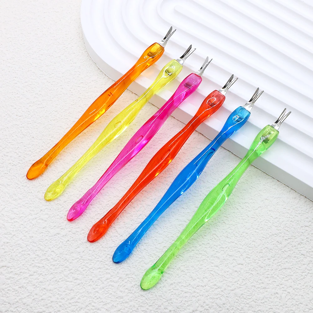 10pcs Transparent Cuticle Pusher 6 Colorful Tools for Perfect Nails High-Quality Metal Tips Manicure Pedicure Nail Art Care Tool