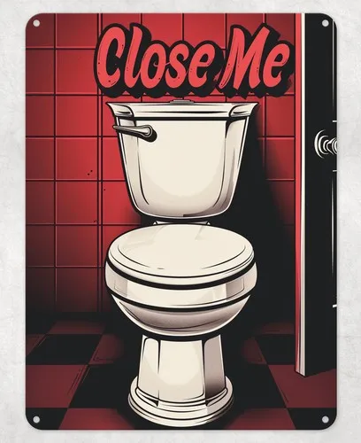 Funny Close The Toilet Metal Poster Wall Sign Man Cave Bedroom Home Kitchen --Tin Sign