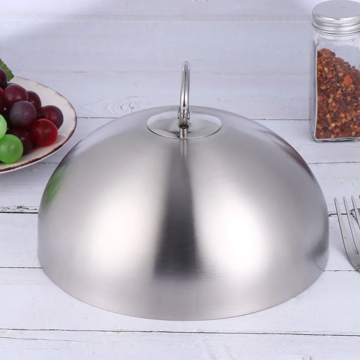 

Stainless Steel Cover Handle 28Cm Anti Oil Splashing Cooking Tool Steak Dome Food Cover Dish Lid Kitchen Gadget Restaurant