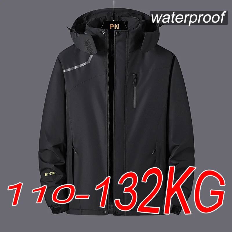 

6XL 7XL Plus Size Men Waterproof Jackets Outdoor Hiking Windbreaker Wear-resistant Breathable Mountaineering Jacket