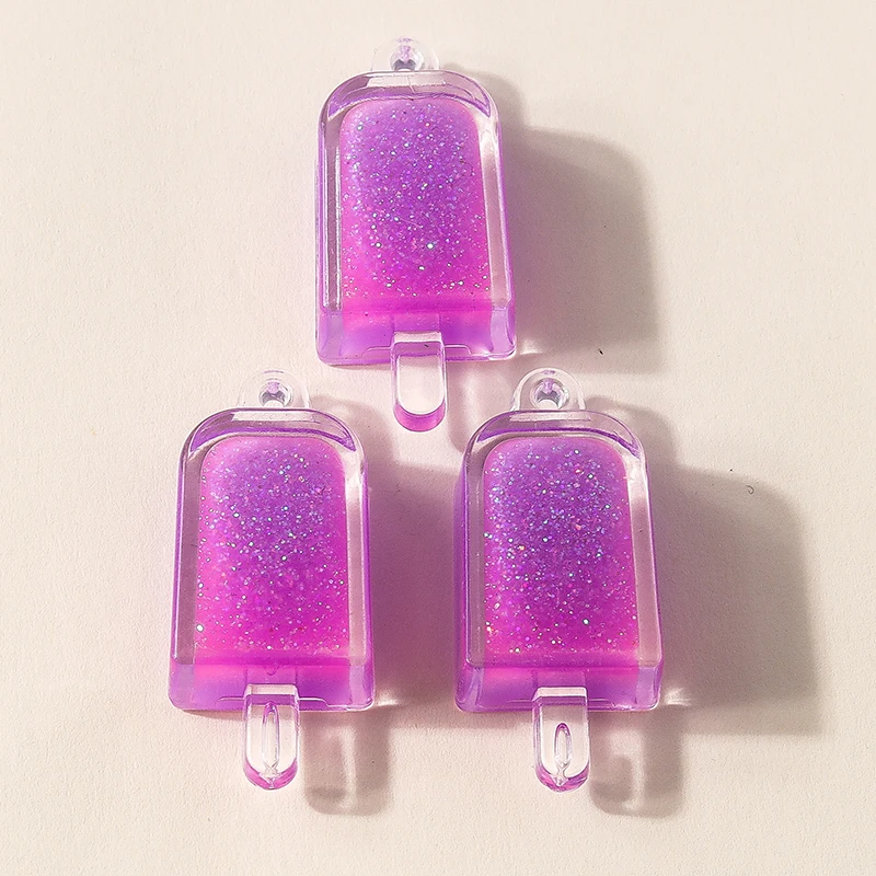 Leslie 10 Stück Harz-Charms in Farbverlauf-Optik, Eiscreme-Popsicle-Design, für Ohrringe, Halsketten, Anhänger, DIY-Schmuckherstellung, Zubehör – Detail 5