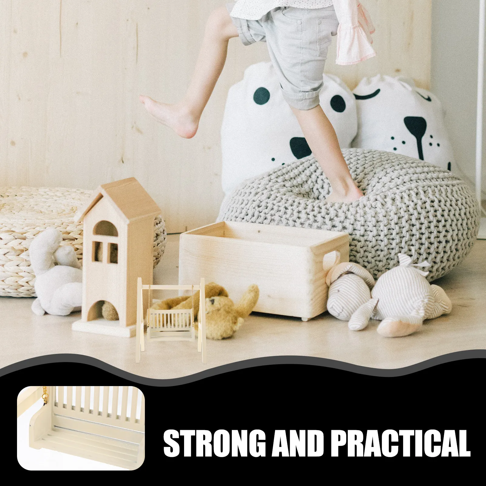 

Dollhouse Decor Mini Swing Rationalized Structure Reusable Material Home Ornament Swings House Accessories