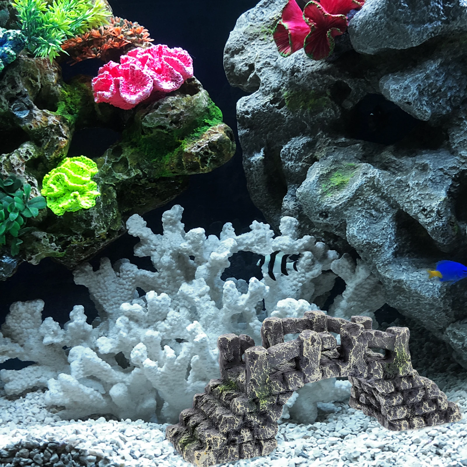 

Aquarium Bridge Decor Resin Arch for Fish Tanks Miniature Scenic Enhancement Safe Non-Toxic Waterproof Ornament for Aquatic
