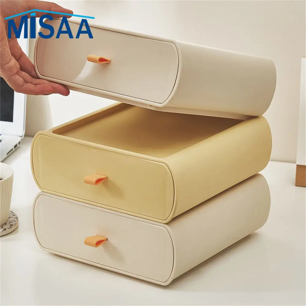 Stationery Storage Box Soft And Elegant Color All-match Tender Yellow Frost White Cosmetic Storage Box Solid Structure