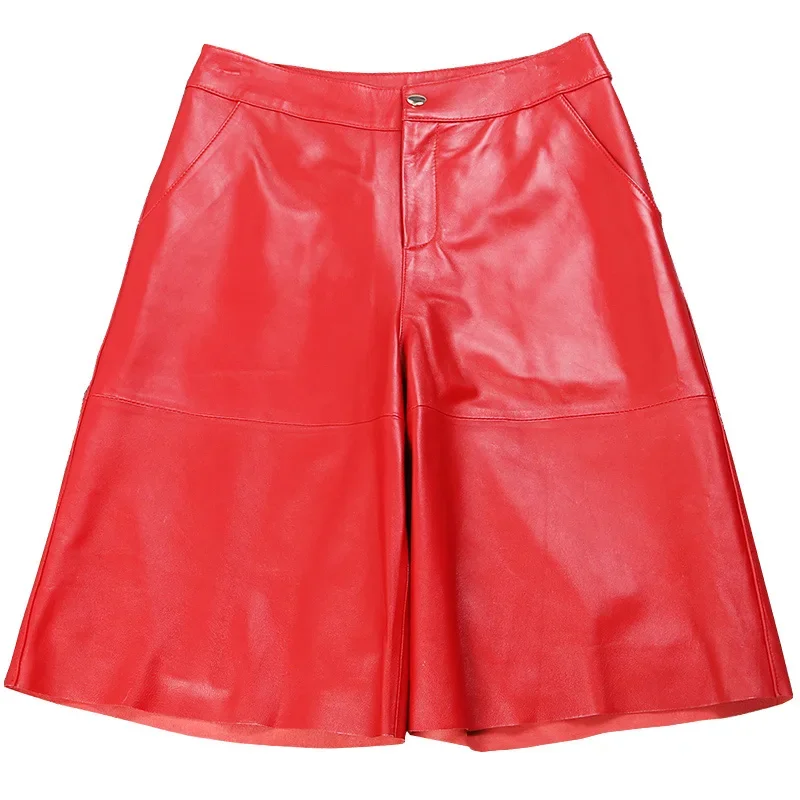 

Tajiyane Genuine Leather Pants Women Clothes Korean Fashion Wide Leg Pants Trousers for Women 2022 Keen Length High Waist Pants