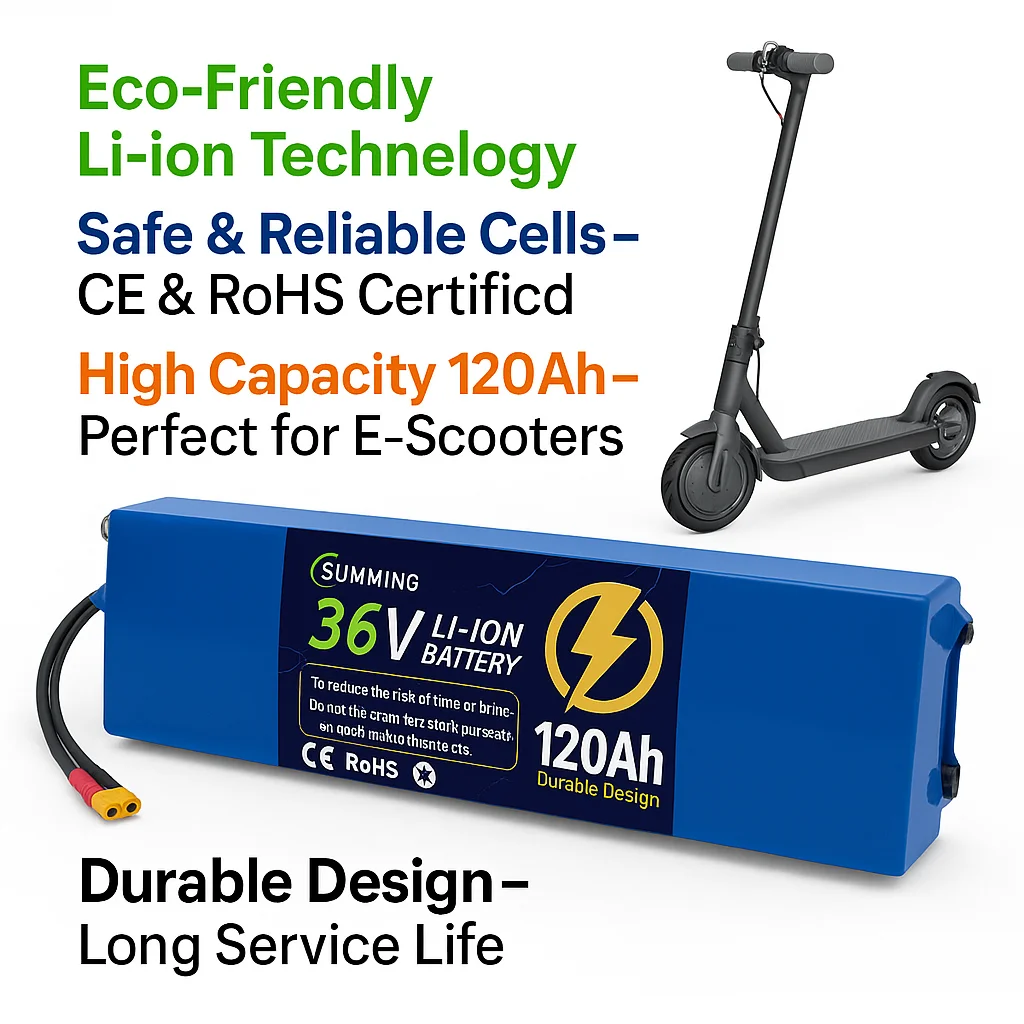 

36V 120Ah High Capacity Li-ion Battery 10S3P for Electric Scooter M365, 18650 Rechargeable Pack with Charger, Long Ride Power✨