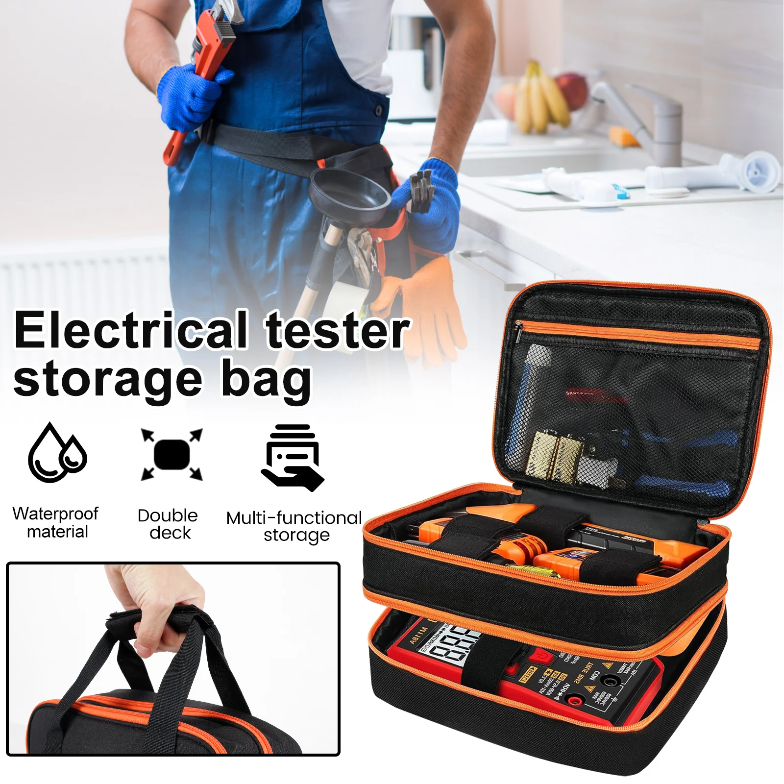 Tool Case Bag for ET310 AC Circuit Breaker Finder Double Layers Circuit Tester Storage Organizer Home Multimeter Tester Kit Bag