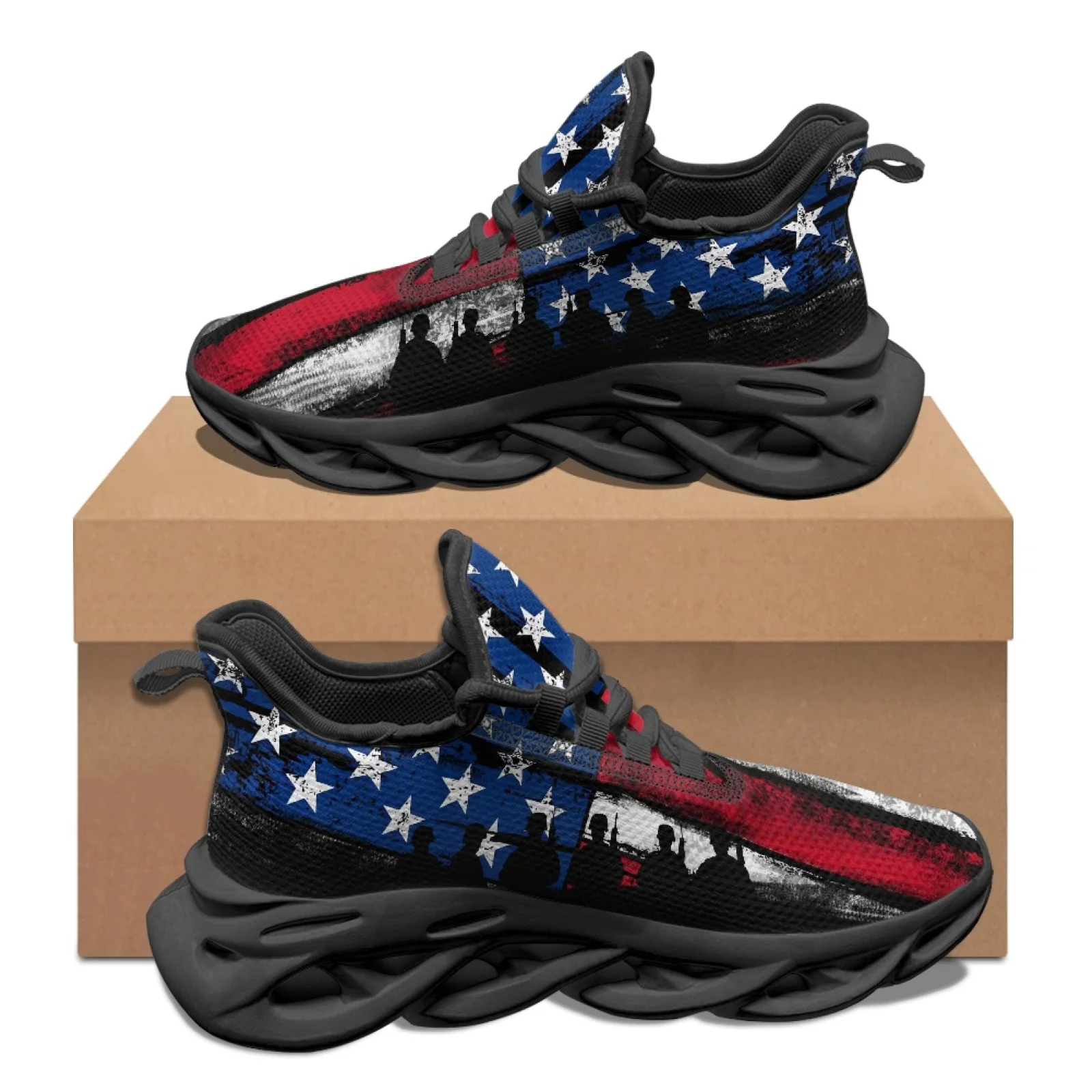 PENSTROLL Lightweight Athletic Shoes Non Slip Athletic Trainer for Casual Wear Men Distressed US Flag