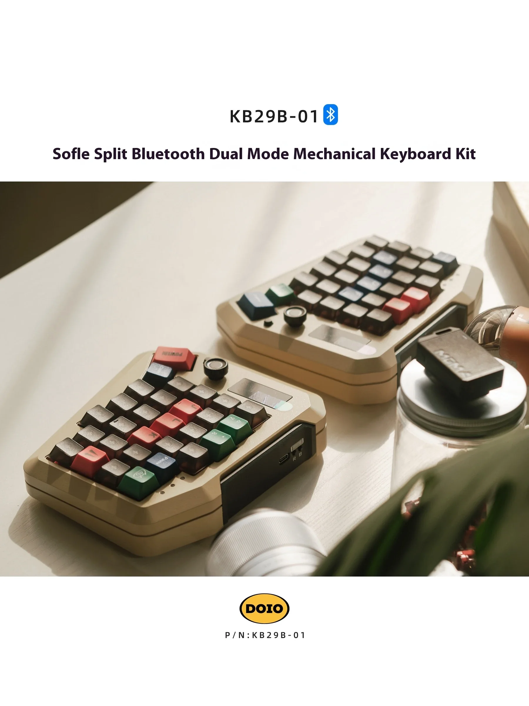 Imagem -05 - Doio Kb29b01 Sofle Split Teclado Mecânico Liga de Alumínio com Dois Botões Teclado para Jogos de Modo Duplo Hot Swap Rgb Via Personalizado