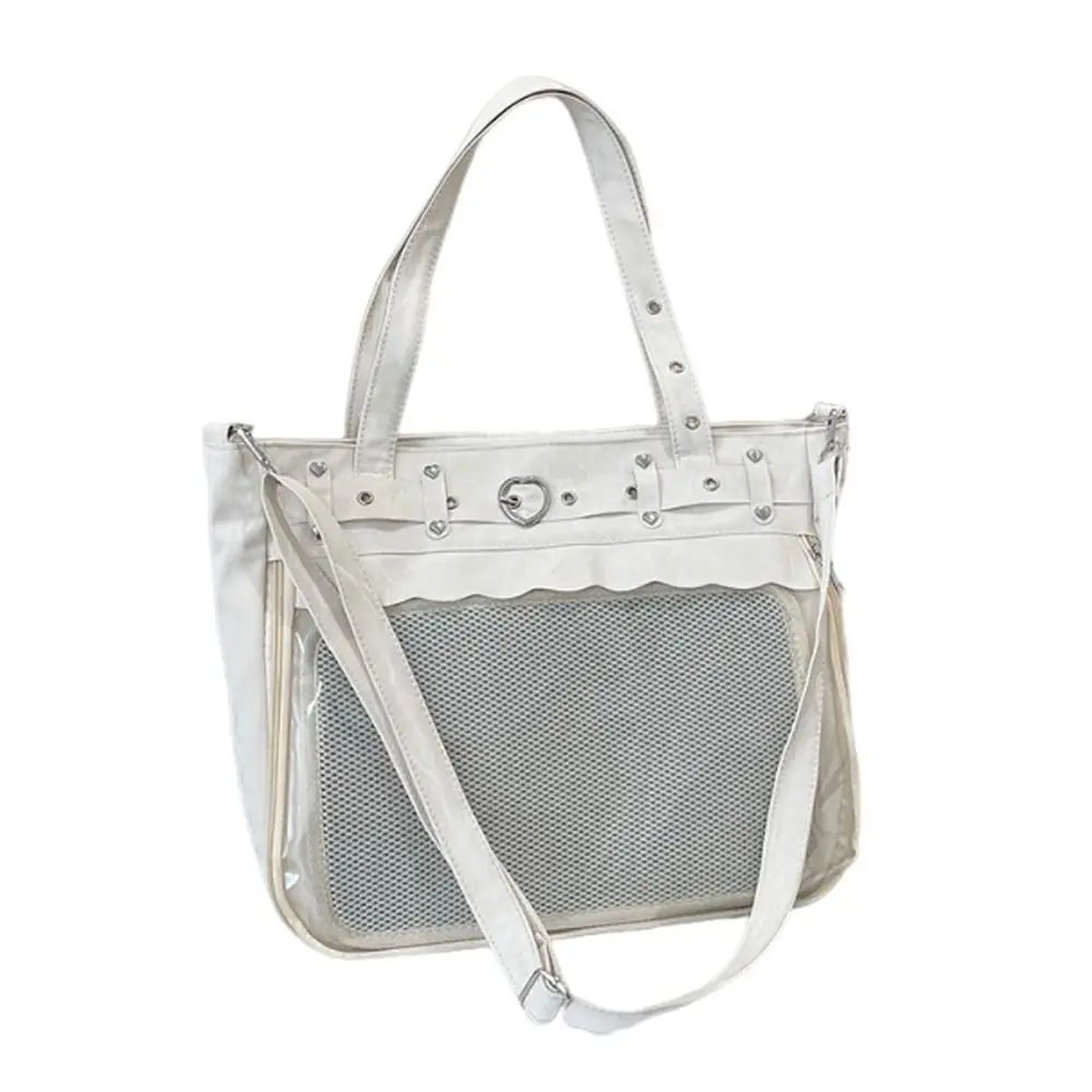 Transparente Ita-Tasche mit großem Fassungsvermögen, originelles Design, Y2K-Tragetasche, minimalistischer Stil, Innenfach, JK-Uniform-Umhängetasche – Detail 9