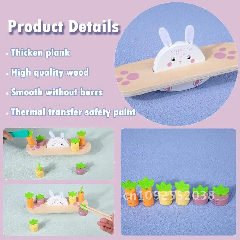 Radish Rabbit Balance Game Sensory Toys Toddlers Wooden Weight Block Education Toys Motor Fine Montessori Skills Balancing Math