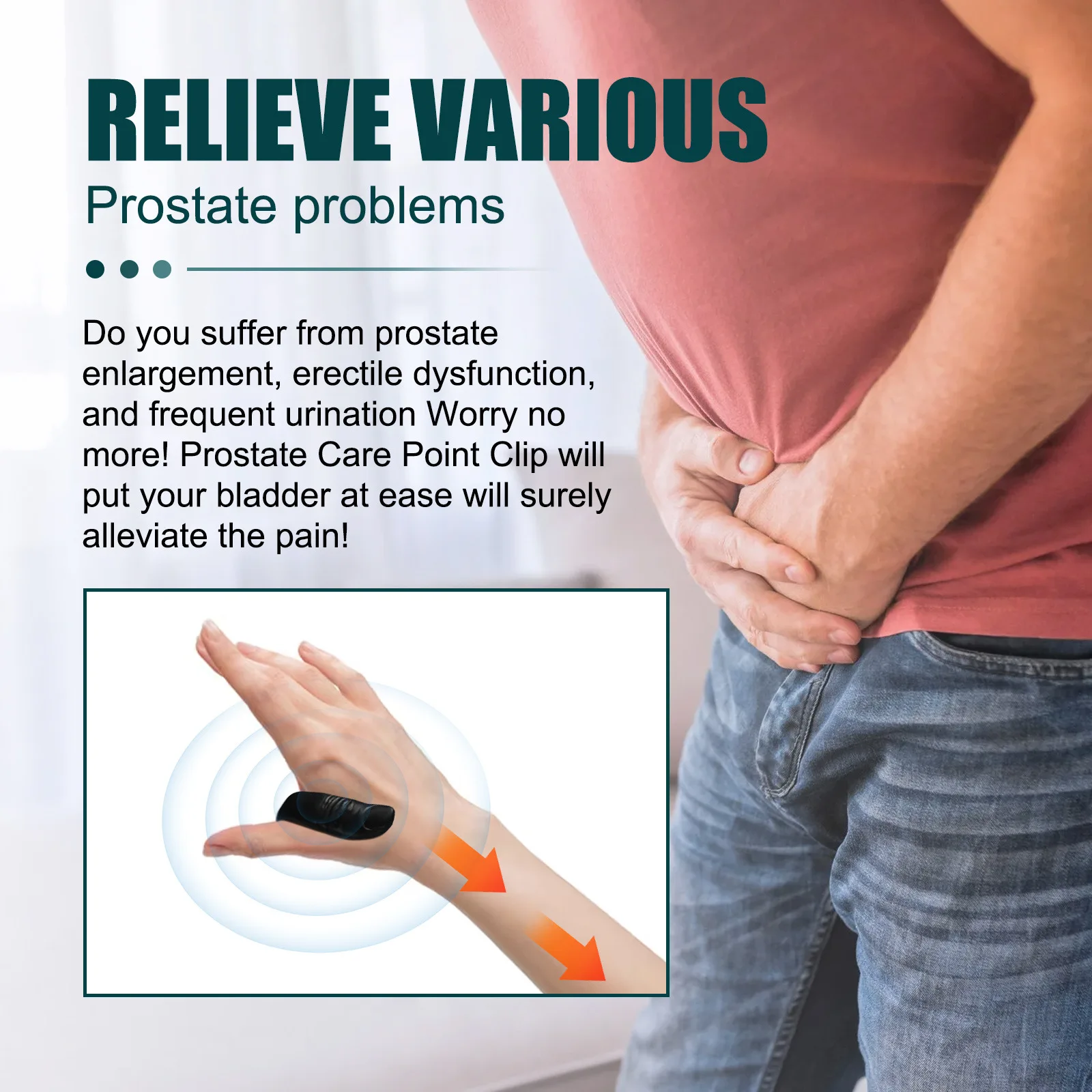 Prostatitis Treatment Clip Acupoint Massage Urological Urology Inflammation Kidney Deficiency Prostate Function Health Care 1pcs