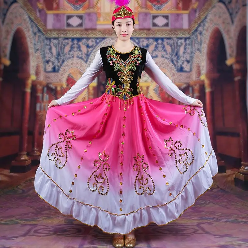 Xinjiang Dance Clothing Dress Ethnic Style Square Dance Group Uyghur Stage Performance Clothing