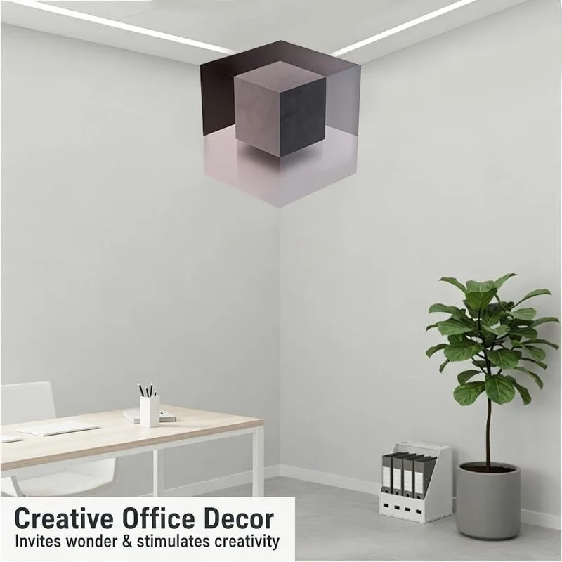 일반적인 3D 착시 효과 코너 벽 데칼 3D 벽 예술 자가 접착식 탈부착 스티커 (거실, 침실, 가정 장식용)