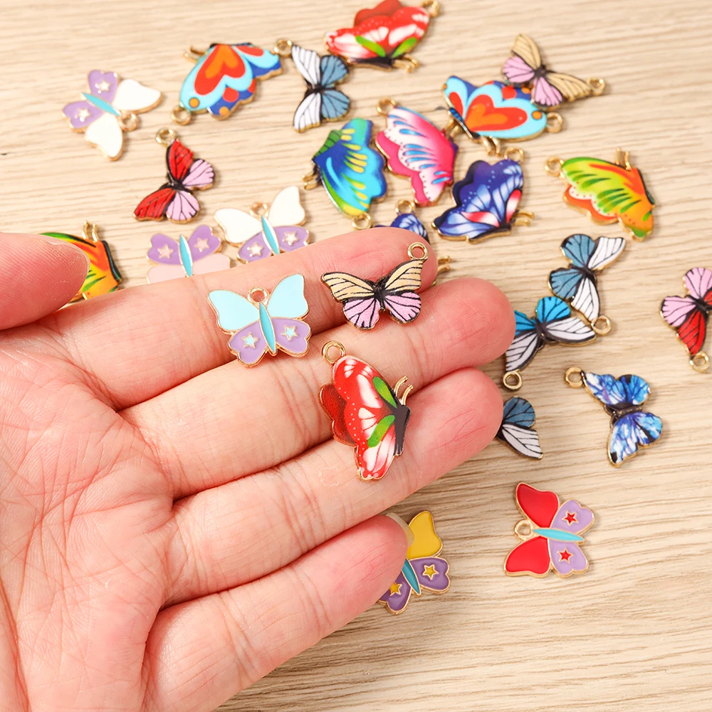 10 Stück niedliche, bunte Emaille-Tier- und Schmetterlingsanhänger für die Schmuckherstellung, Ohrringe, Anhänger, Halsketten, Armbänder, DIY-Bastelarbeiten, Geschenke – Detail 2