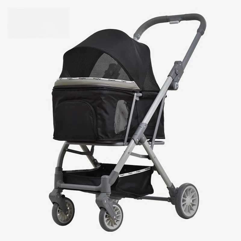 Small and Medium Pet Cart Out Integrated Lightweight One-click Folding High Carbon Steel Cat and Dog Cart