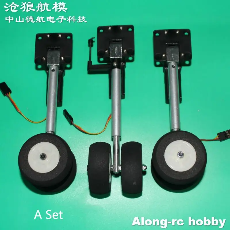 Pièces de modèles RC 220g, train d'atterrissage rétractable avec deux roues pour avion de loisir RC de 2 à 3.5kg, avion de chasse à monter soi-même