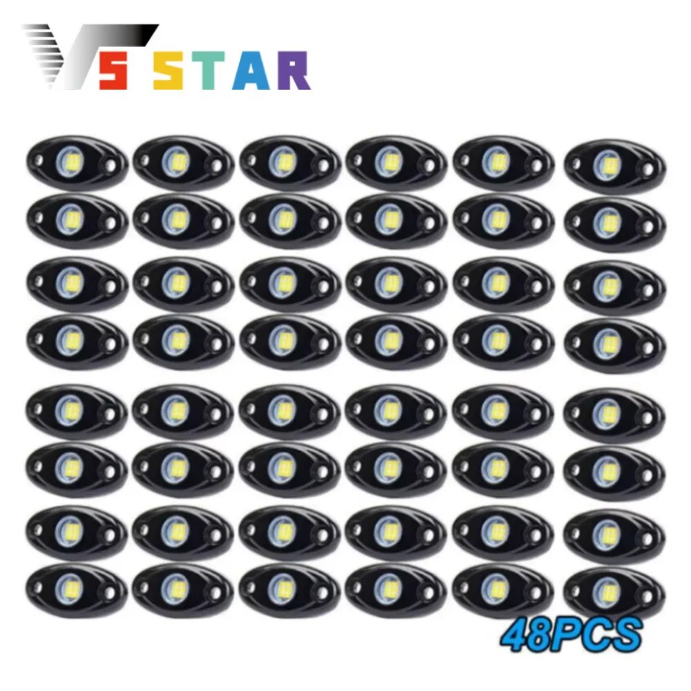 

Высокое качество, 48 шт., алюминиевые белые светодиодные рок-светильники для днища Trail Rig, светящаяся лампа для бездорожья, внедорожника, пикапа EL-1092