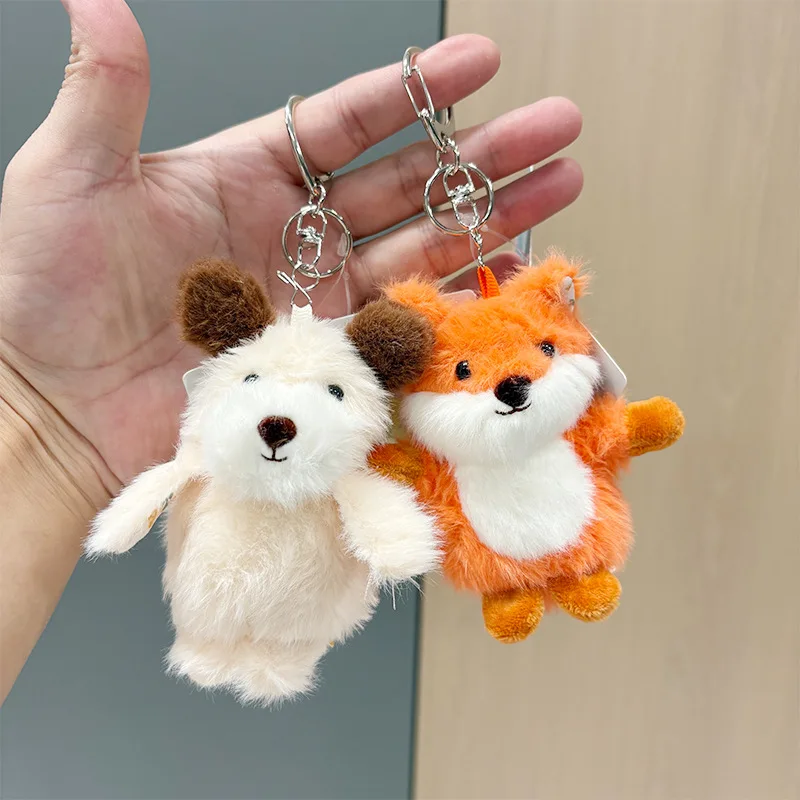 Animal Plush Keychain Toy Cute Cartoon Animal Frog Panda Chick Puppy Elephant Fox Plush Stuffed Doll Pendant Keychain Accessorie