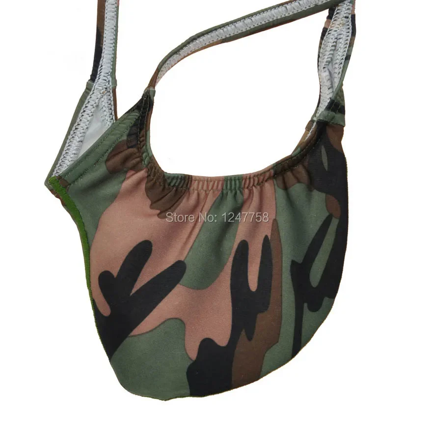 Sexy Men's Camouflage Thongs Mini Bikinis Elastic Underwear  Pouch Thong  Enhance Bulge T-back  Male G-String