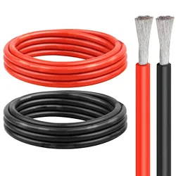 Heat Resistant Silicone Cable Solar Panel Electrical Wire Red Black 24 22 20 18 16 14 12 10 8 6 4 awg gauge for Car Auto Battery