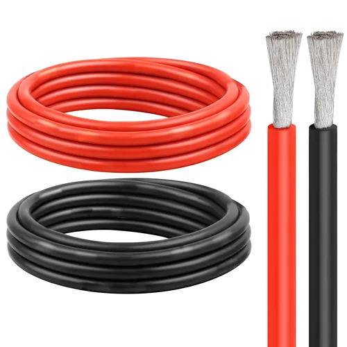 Imagen 1 del producto Cable de silicona resistente al calor para Panel Solar, Cable eléctrico rojo y negro 24 22 20 18 16 14 12 10 8 6 4 awg calibre para batería de coche