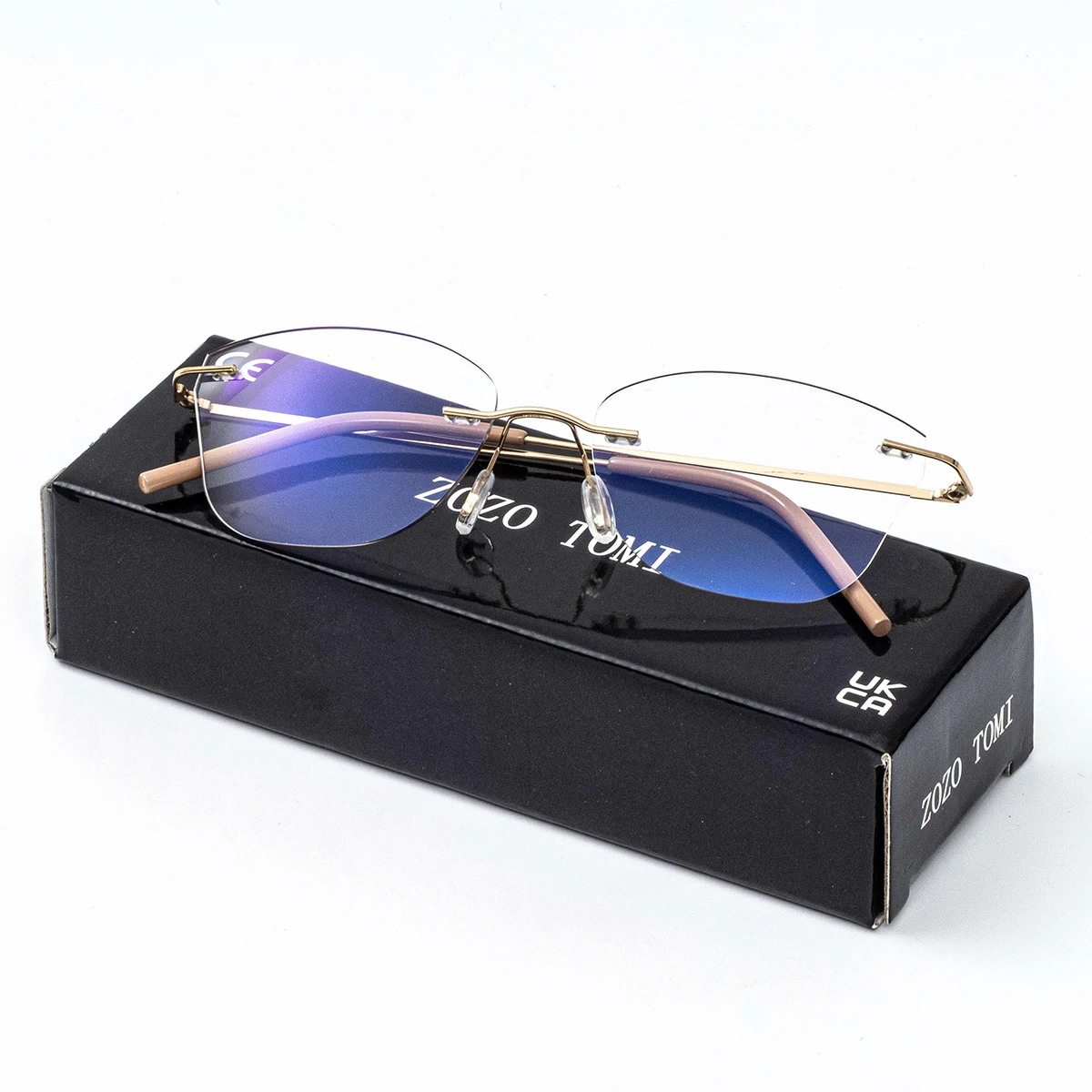Photochrome, progressive multifokale Lesebrille, Cat-Eye rahmenlos, komfortabel und leicht. – Detail 3