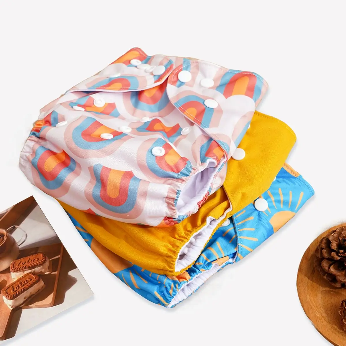 جديد لطيف 3 قطعة مجموعة الطفل قابل للتعديل الحفاضات قابلة لإعادة الاستخدام الوليد القماش حفاضات لينة البيئية طفل سروال التدريب للبنين بنات