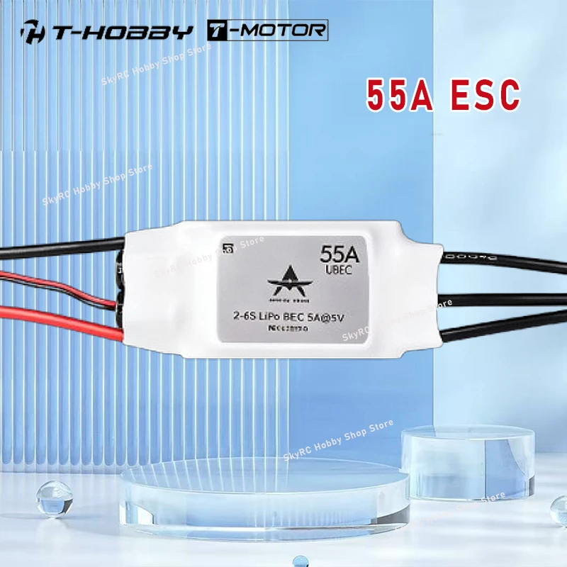 

T-MOTOR T-HOBBY AT 55A ESC 2-6S 55A постоянный ток, 75A пиковый ток, 5V/5A SBEC, 63г, 77×35×14мм для радиоуправляемых самолетов с фиксированным крылом и FPV