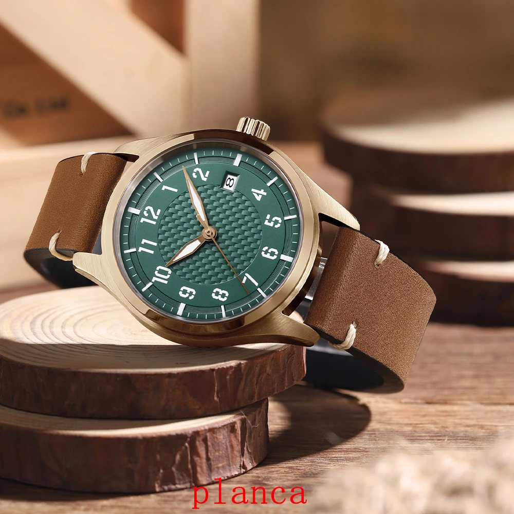 40MM Men's leisure Stainless steel Watch Leather Watch strap NH35 Automatic Movement