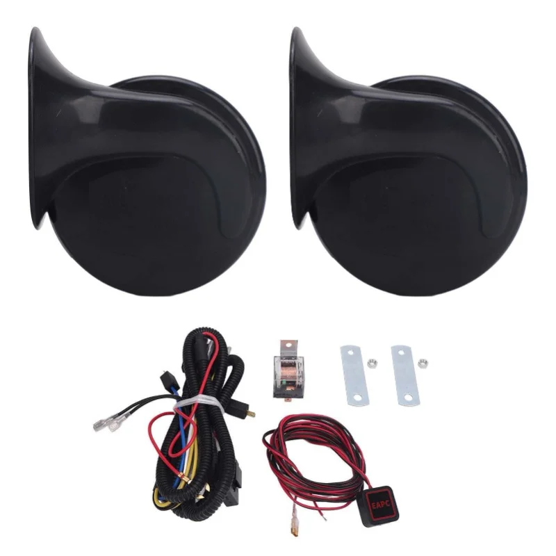 

24V Electric Horn Kit Waterproof With Switch Harness Relay Universal Fit For Car Truck Motorcycle Boat Black