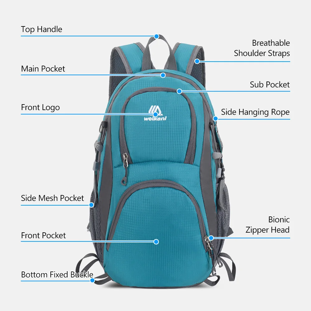 20L Outdoor Camping Backpack Waterproof Tear-resistant Oxford Cloth Backpack Outdoor Mountaineering Backpack for Hiking Running